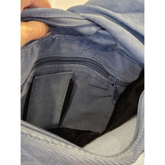 FOSSIL Vintage Y2K Blue Corduroy Crossbody Bag/Purse, Hook-and-loop Travel NWT - Picture 10 of 11